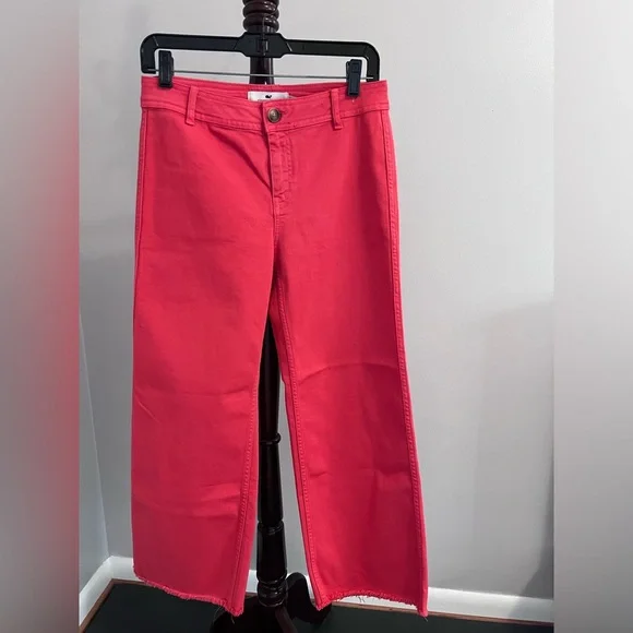 Vineyard Vines Mariner Wide Leg Cropped Trouser-Style Jean size 25 Red - Picture 2 of 12